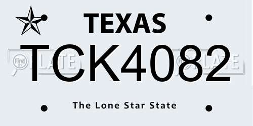 TCK4082 Texas License Plate