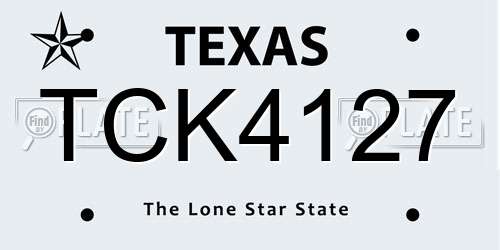 TCK4127 Texas License Plate