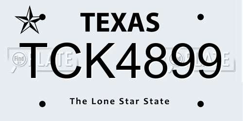 TCK4899 Texas License Plate
