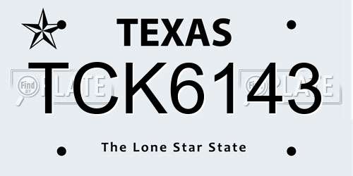 TCK6143 Texas License Plate