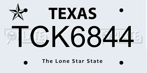 TCK6844 Texas License Plate