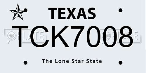 TCK7008 Texas License Plate