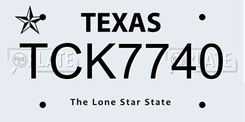 TCK7740 Texas License Plate