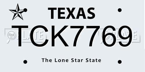 TCK7769 Texas License Plate