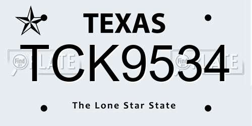 TCK9534 Texas License Plate