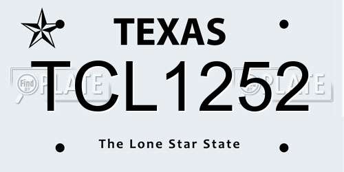 TCL1252 Texas License Plate