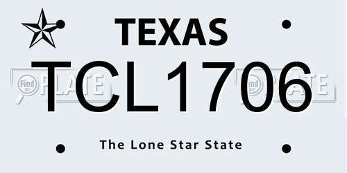 TCL1706 Texas License Plate