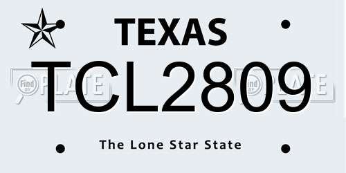 TCL2809 Texas License Plate