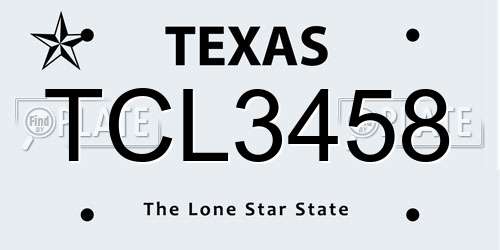 TCL3458 Texas License Plate