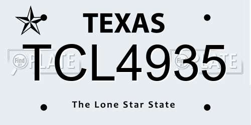 TCL4935 Texas License Plate