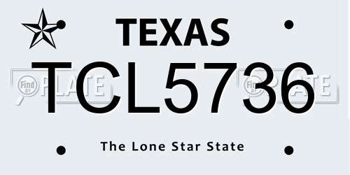TCL5736 Texas License Plate