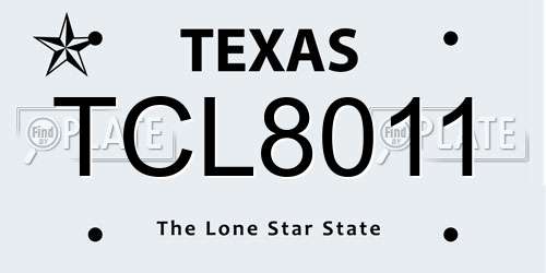 TCL8011 Texas License Plate