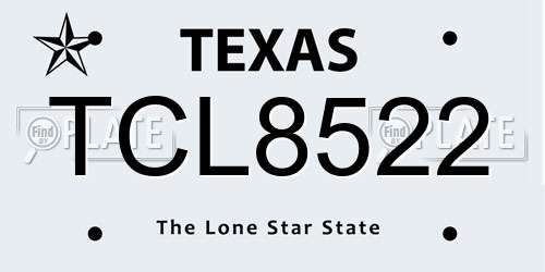 TCL8522 Texas License Plate