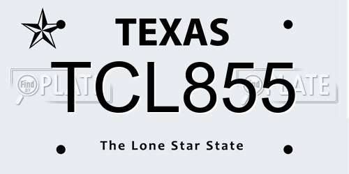TCL855 Texas License Plate