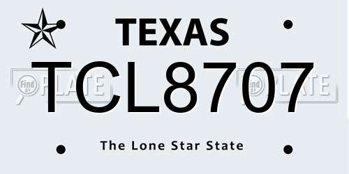 TCL8707 Texas License Plate