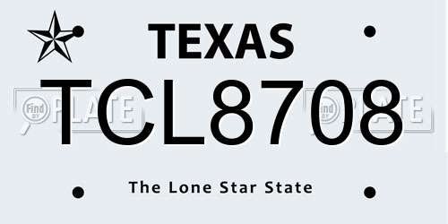 TCL8708 Texas License Plate