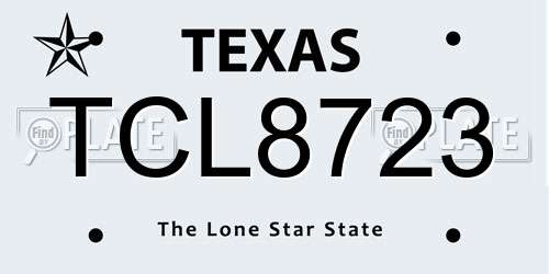 TCL8723 Texas License Plate