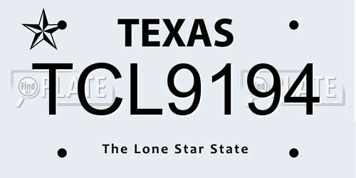TCL9194 Texas License Plate