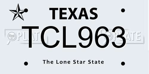 TCL963 Texas License Plate