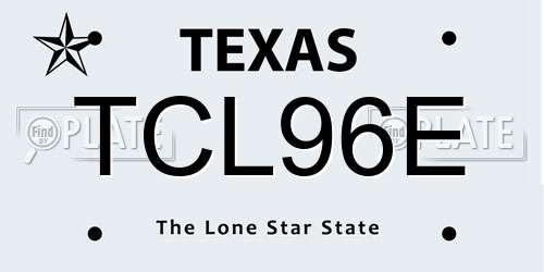 TCL96E Texas License Plate