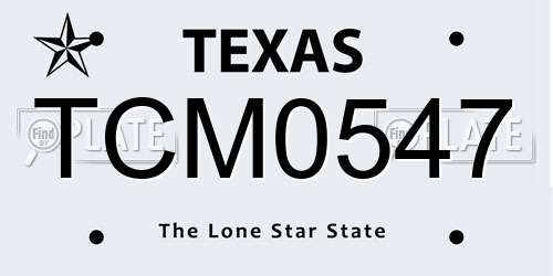 TCM0547 Texas License Plate