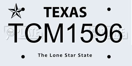TCM1596 Texas License Plate
