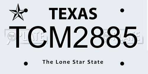 TCM2885 Texas License Plate