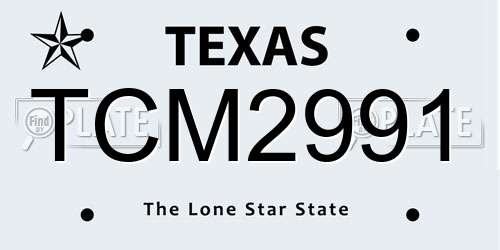 TCM2991 Texas License Plate