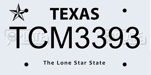TCM3393 Texas License Plate