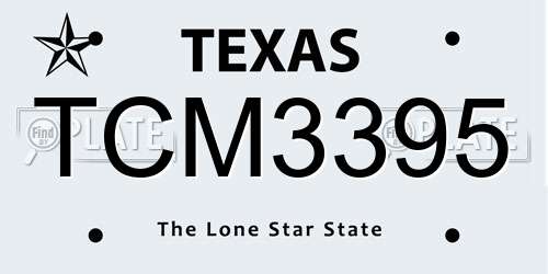 TCM3395 Texas License Plate