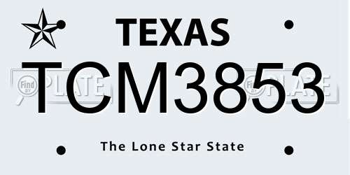 TCM3853 Texas License Plate