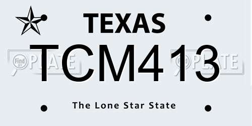TCM413 Texas License Plate