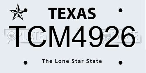TCM4926 Texas License Plate