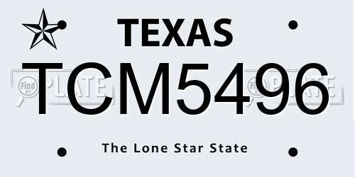 TCM5496 Texas License Plate