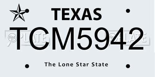 TCM5942 Texas License Plate