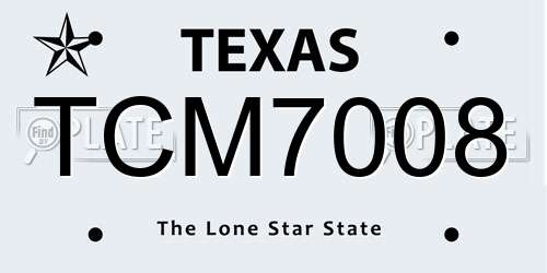 TCM7008 Texas License Plate