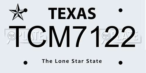 TCM7122 Texas License Plate