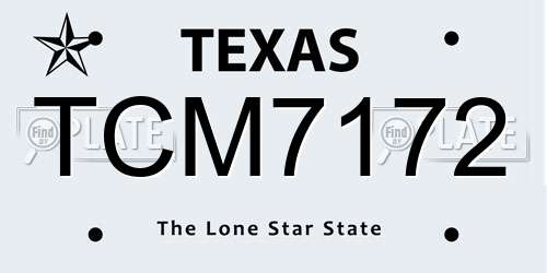 TCM7172 Texas License Plate