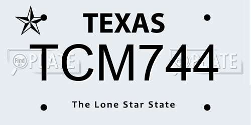 TCM744 Texas License Plate