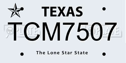 TCM7507 Texas License Plate