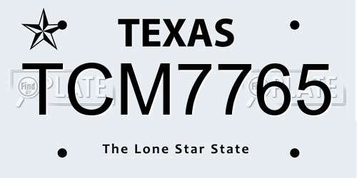 TCM7765 Texas License Plate