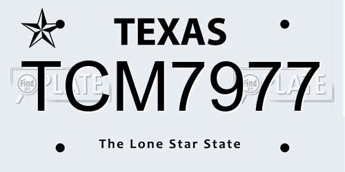 TCM7977 Texas License Plate