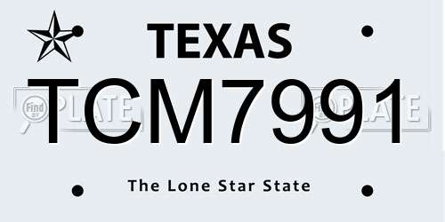 TCM7991 Texas License Plate
