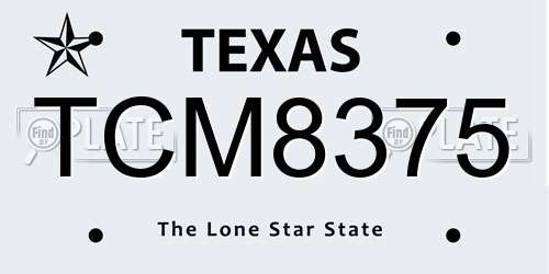 TCM8375 Texas License Plate
