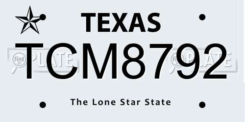 TCM8792 Texas License Plate