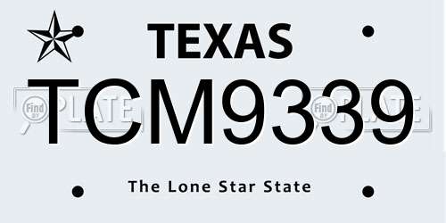 TCM9339 Texas License Plate