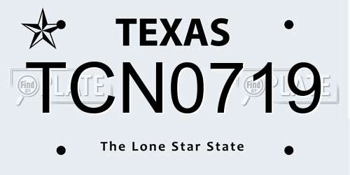 TCN0719 Texas License Plate
