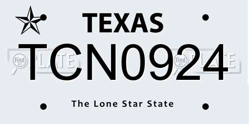 TCN0924 Texas License Plate
