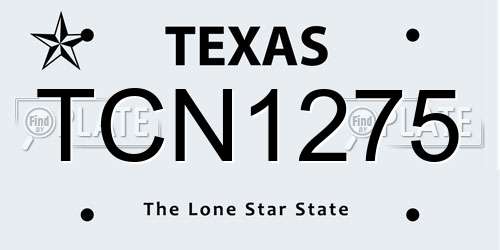 TCN1275 Texas License Plate