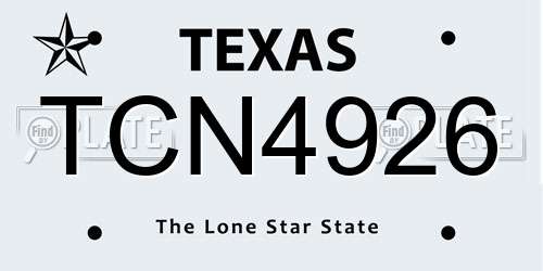 TCN4926 Texas License Plate